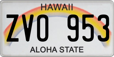 HI license plate ZVO953