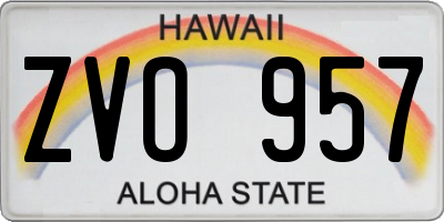 HI license plate ZVO957