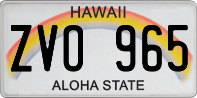 HI license plate ZVO965