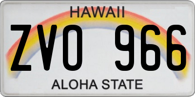 HI license plate ZVO966