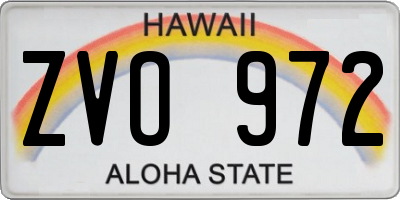 HI license plate ZVO972