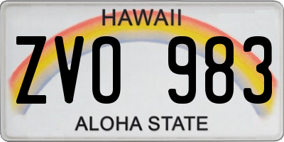 HI license plate ZVO983