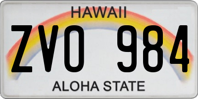 HI license plate ZVO984