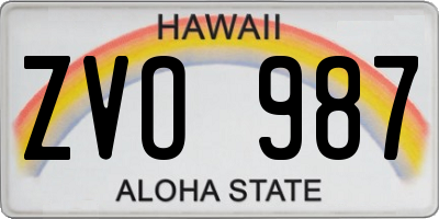 HI license plate ZVO987