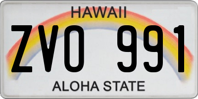 HI license plate ZVO991