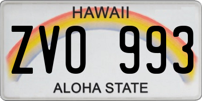 HI license plate ZVO993