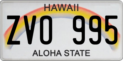 HI license plate ZVO995
