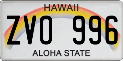 HI license plate ZVO996