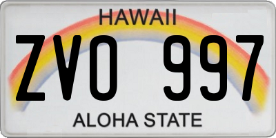HI license plate ZVO997