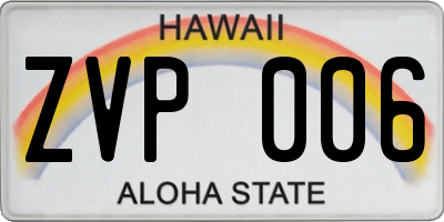 HI license plate ZVP006
