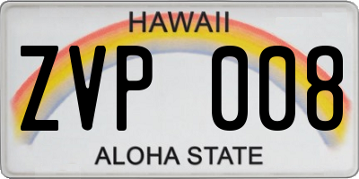 HI license plate ZVP008