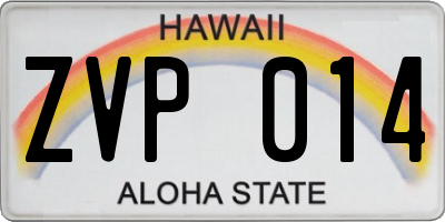 HI license plate ZVP014