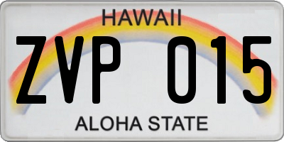 HI license plate ZVP015