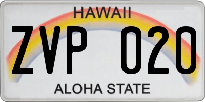 HI license plate ZVP020