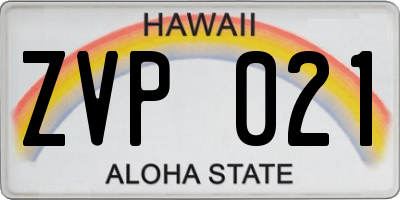 HI license plate ZVP021