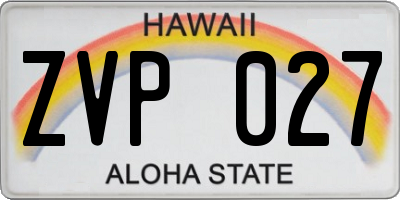 HI license plate ZVP027
