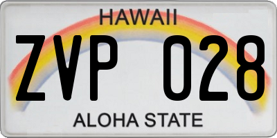 HI license plate ZVP028