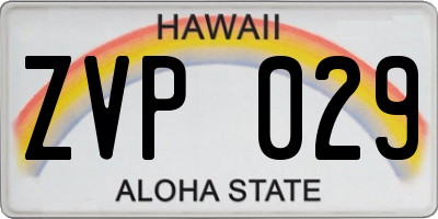 HI license plate ZVP029