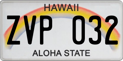 HI license plate ZVP032