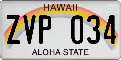 HI license plate ZVP034