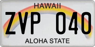 HI license plate ZVP040