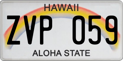 HI license plate ZVP059