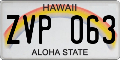 HI license plate ZVP063
