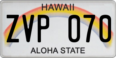 HI license plate ZVP070
