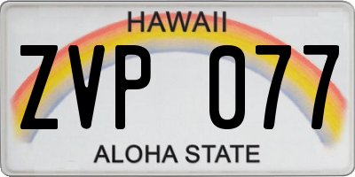 HI license plate ZVP077