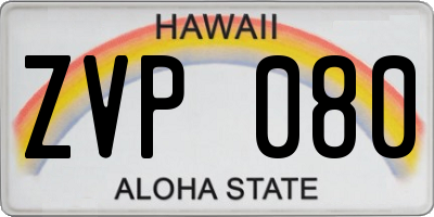HI license plate ZVP080