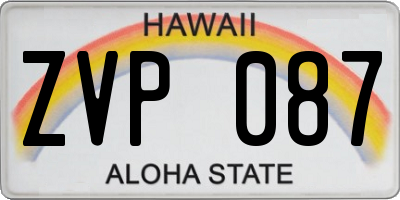HI license plate ZVP087