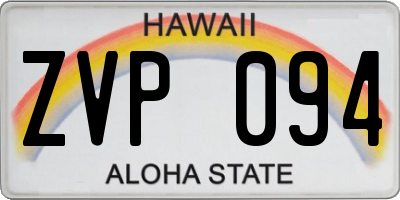 HI license plate ZVP094