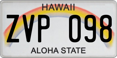 HI license plate ZVP098