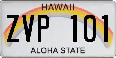 HI license plate ZVP101