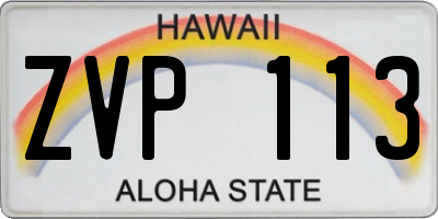 HI license plate ZVP113