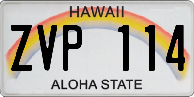 HI license plate ZVP114