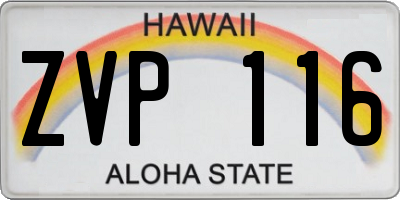HI license plate ZVP116