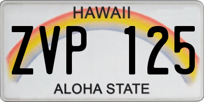 HI license plate ZVP125