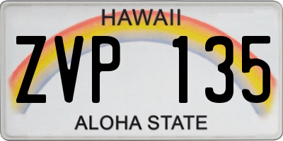 HI license plate ZVP135
