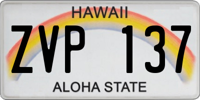 HI license plate ZVP137