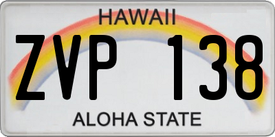 HI license plate ZVP138