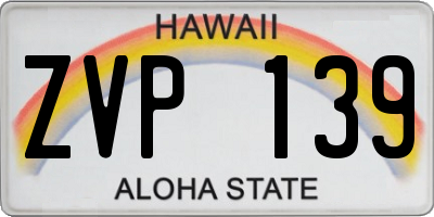 HI license plate ZVP139