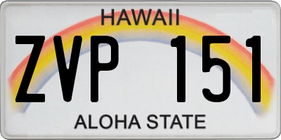HI license plate ZVP151