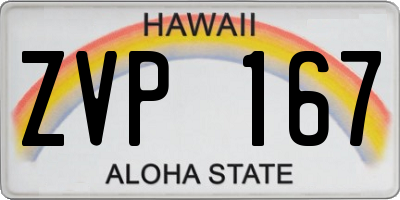 HI license plate ZVP167