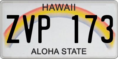 HI license plate ZVP173