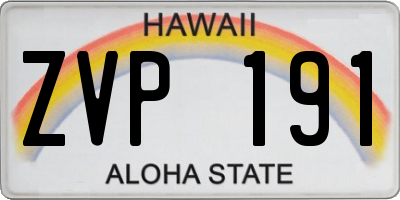 HI license plate ZVP191