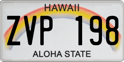 HI license plate ZVP198
