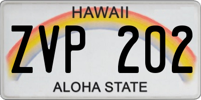 HI license plate ZVP202
