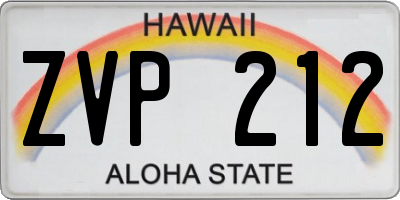 HI license plate ZVP212
