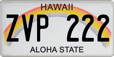 HI license plate ZVP222